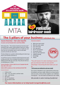 5 pillars of a successful business inc social media course for Free- Understand where your business is right now. - your own coach for 60 days.A course delivered by Ross Miller, a licensed "fantastic Hairdresser" coach